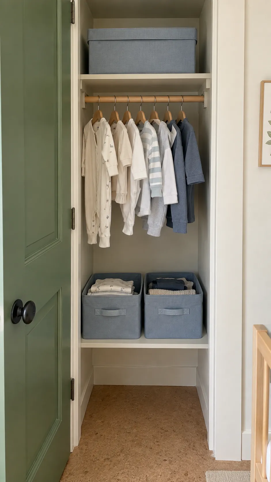 Current baby clothes separated from larger sizes