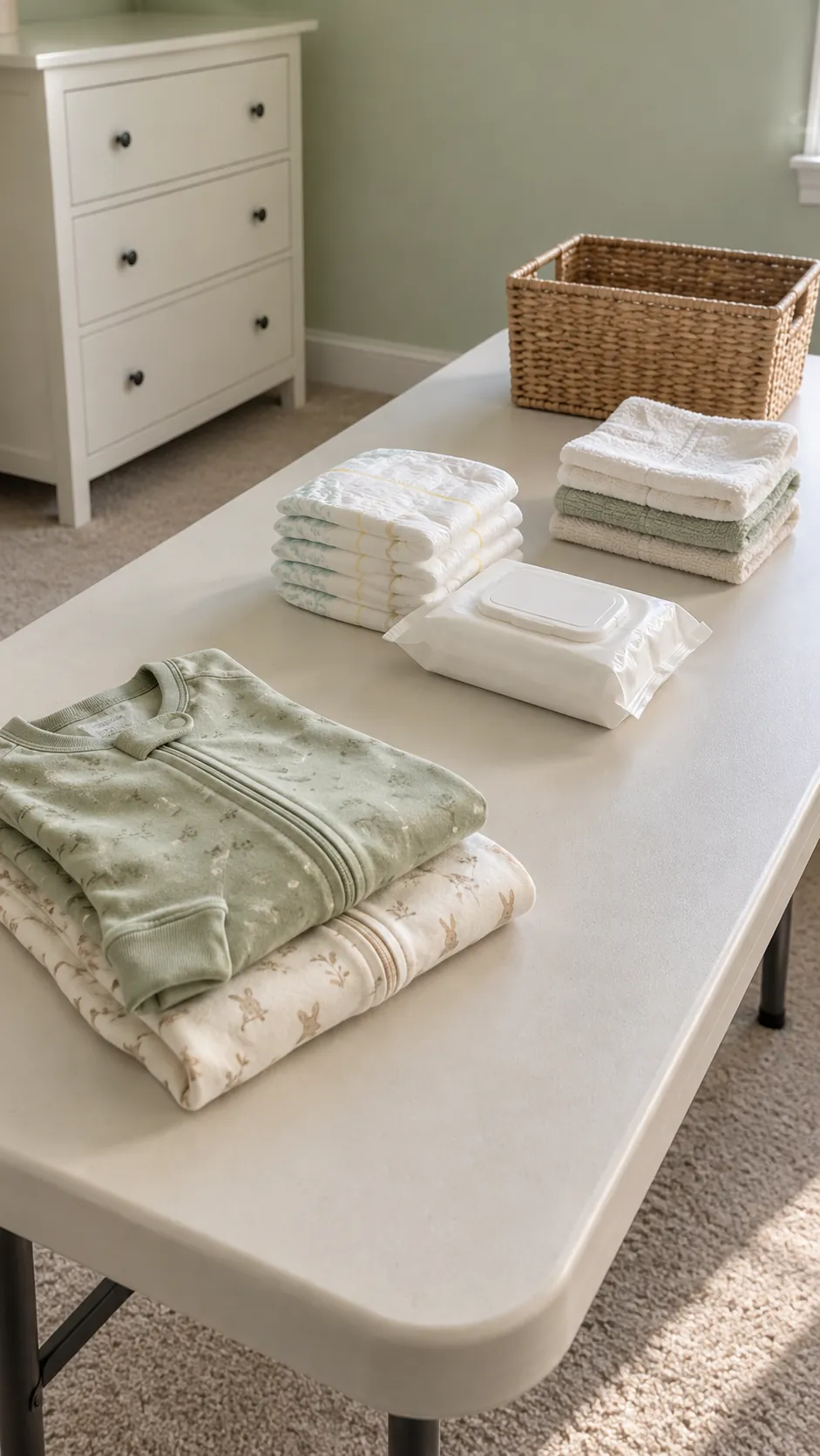 Nursery supplies separated into practical care groups