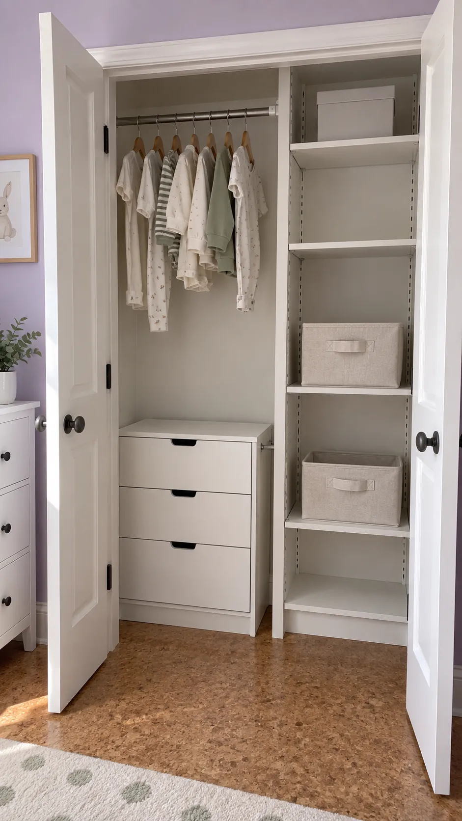 An accessible closet with adjustable shelf spacing