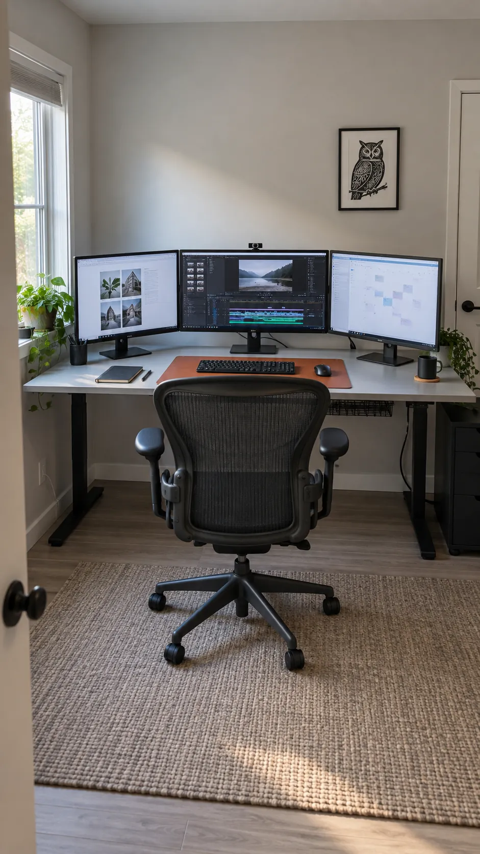 Keep the center of a triple setup useful in a multi monitor desk setup