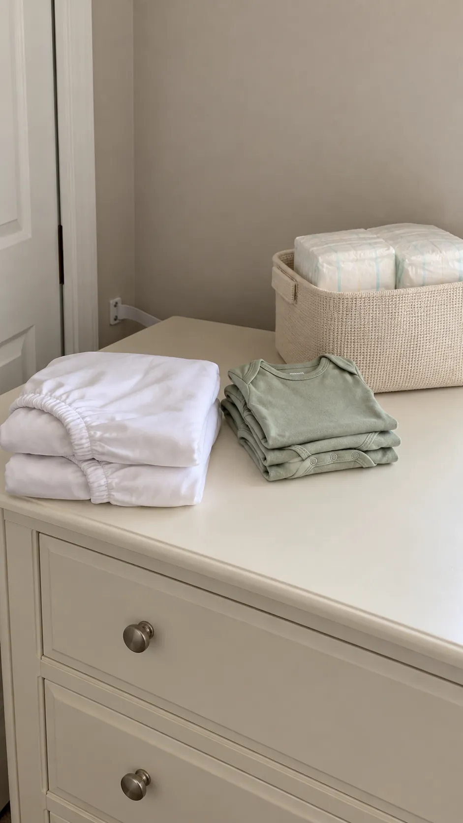 Simple dresser and carefully chosen nursery essentials