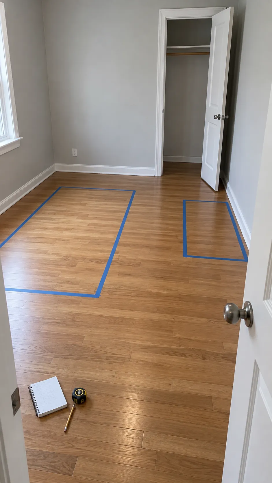 Removable tape furniture footprints in a measured nursery