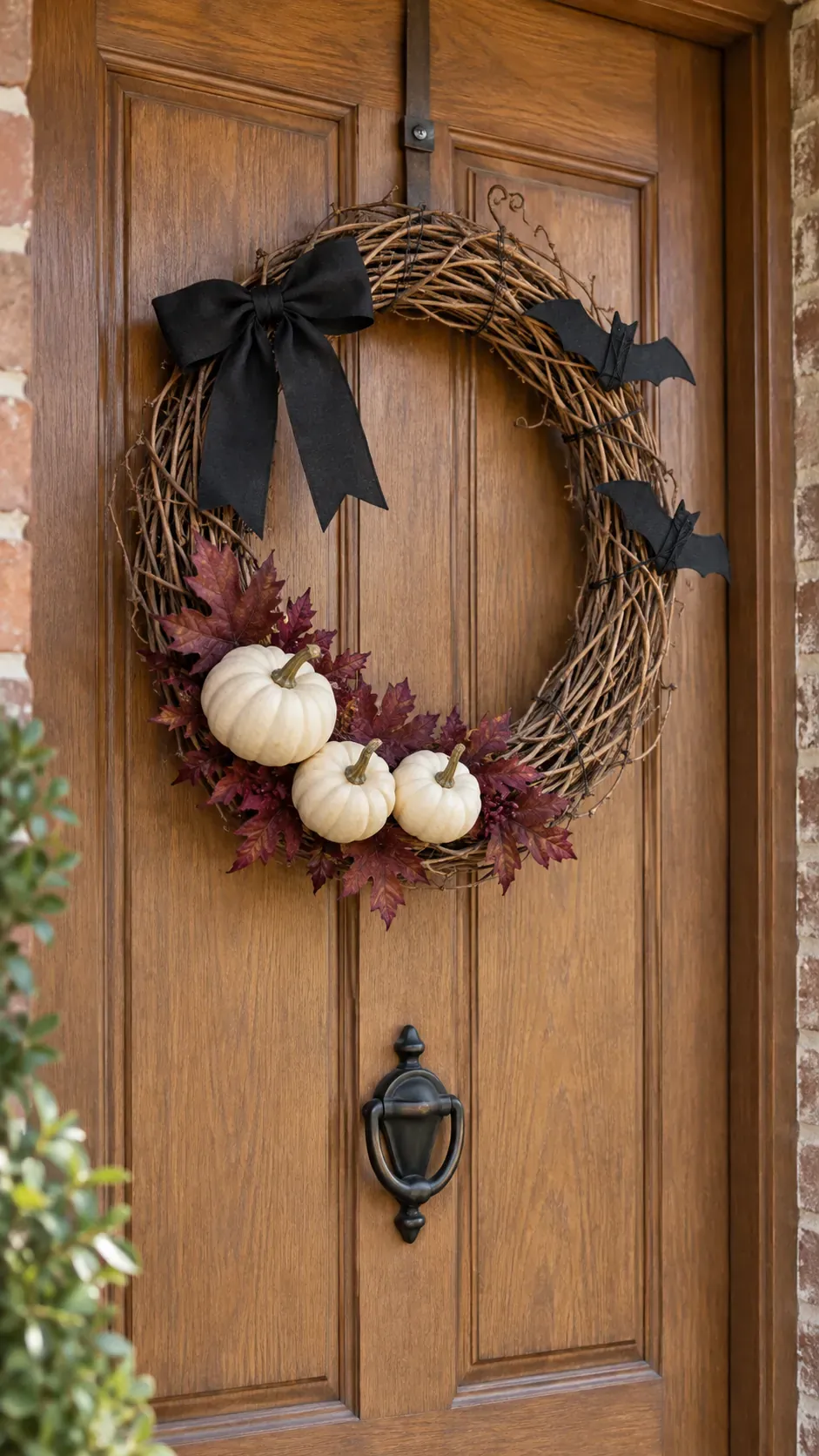 Add Removable Bats to an Autumn Wreath
