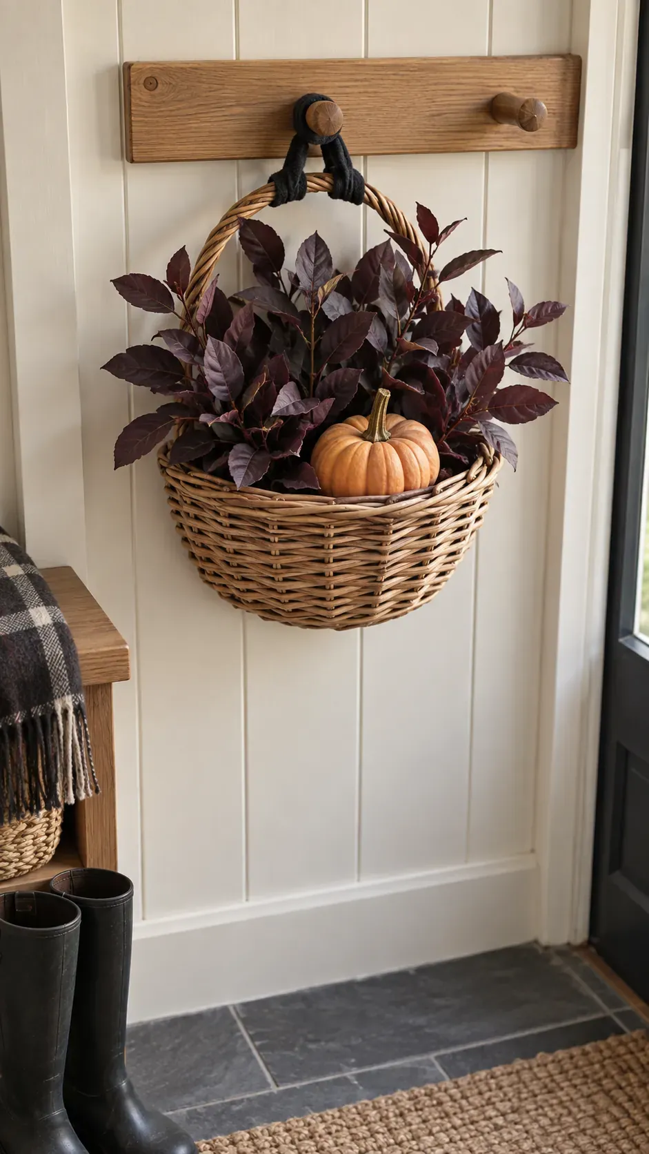 Fill a Wall Basket with Dark Foliage