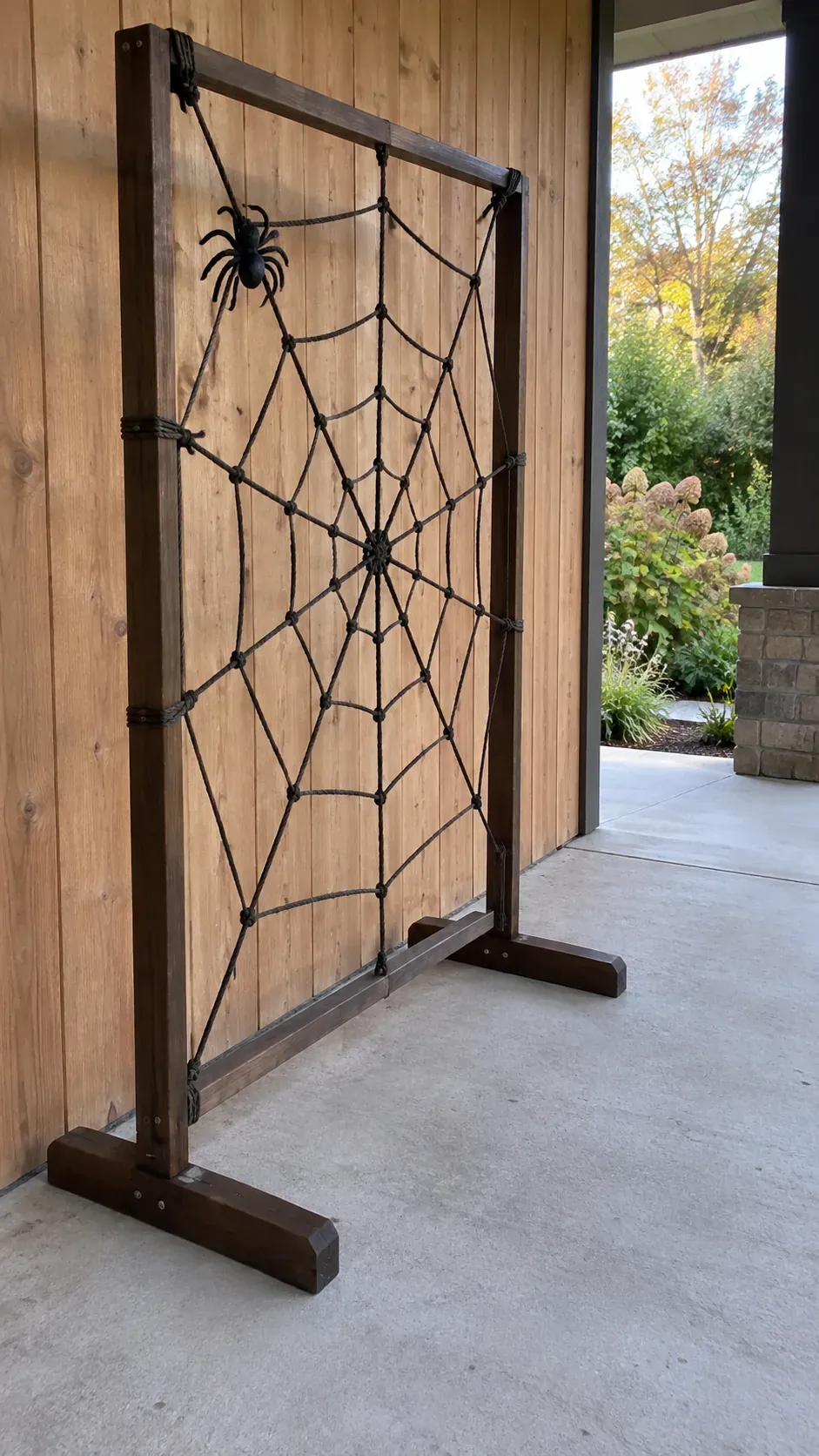 Stretch a Rope Web Inside a Porch Frame