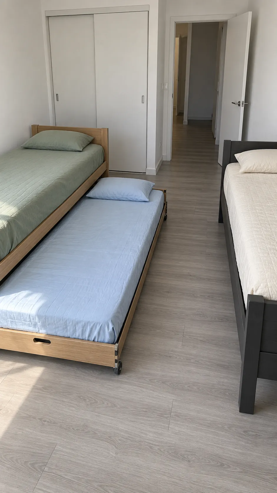 Three sleepers trundle open