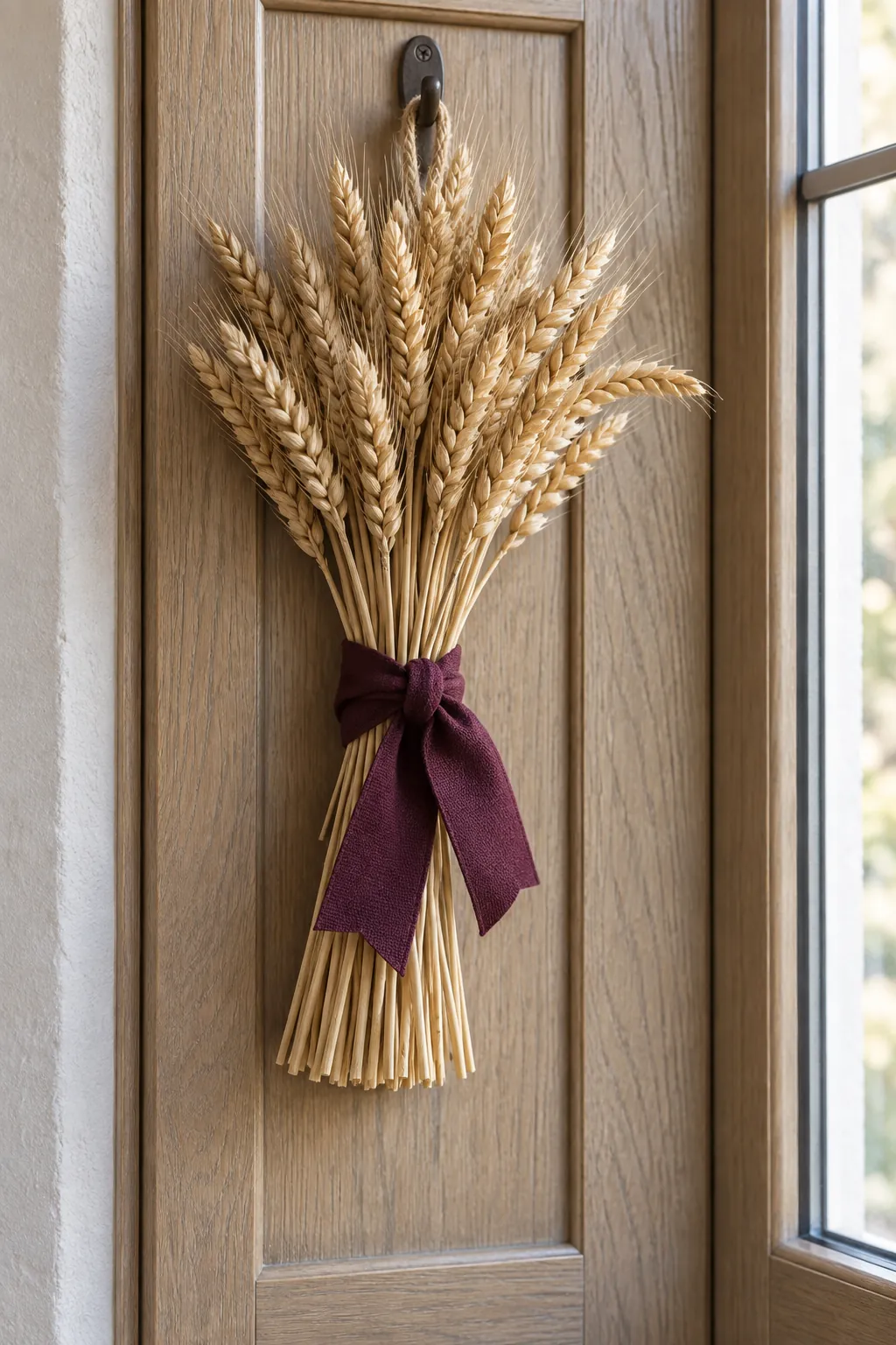 Tie a Wheat Bundle with a Wide Ribbon