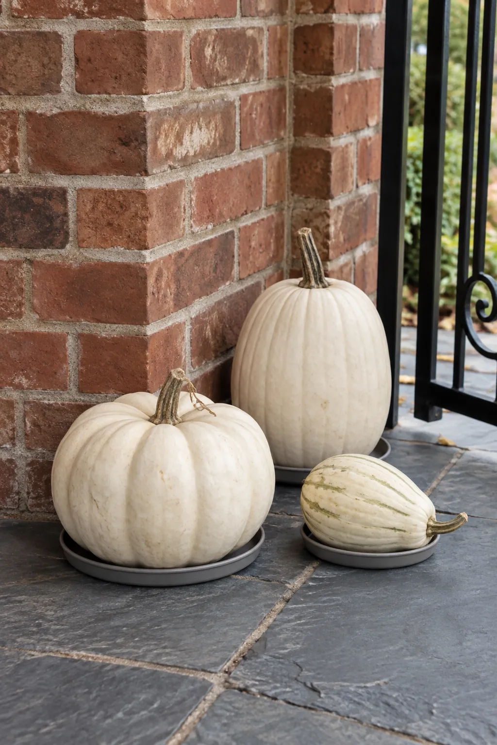 Make White Pumpkins Stand Out Against Brick