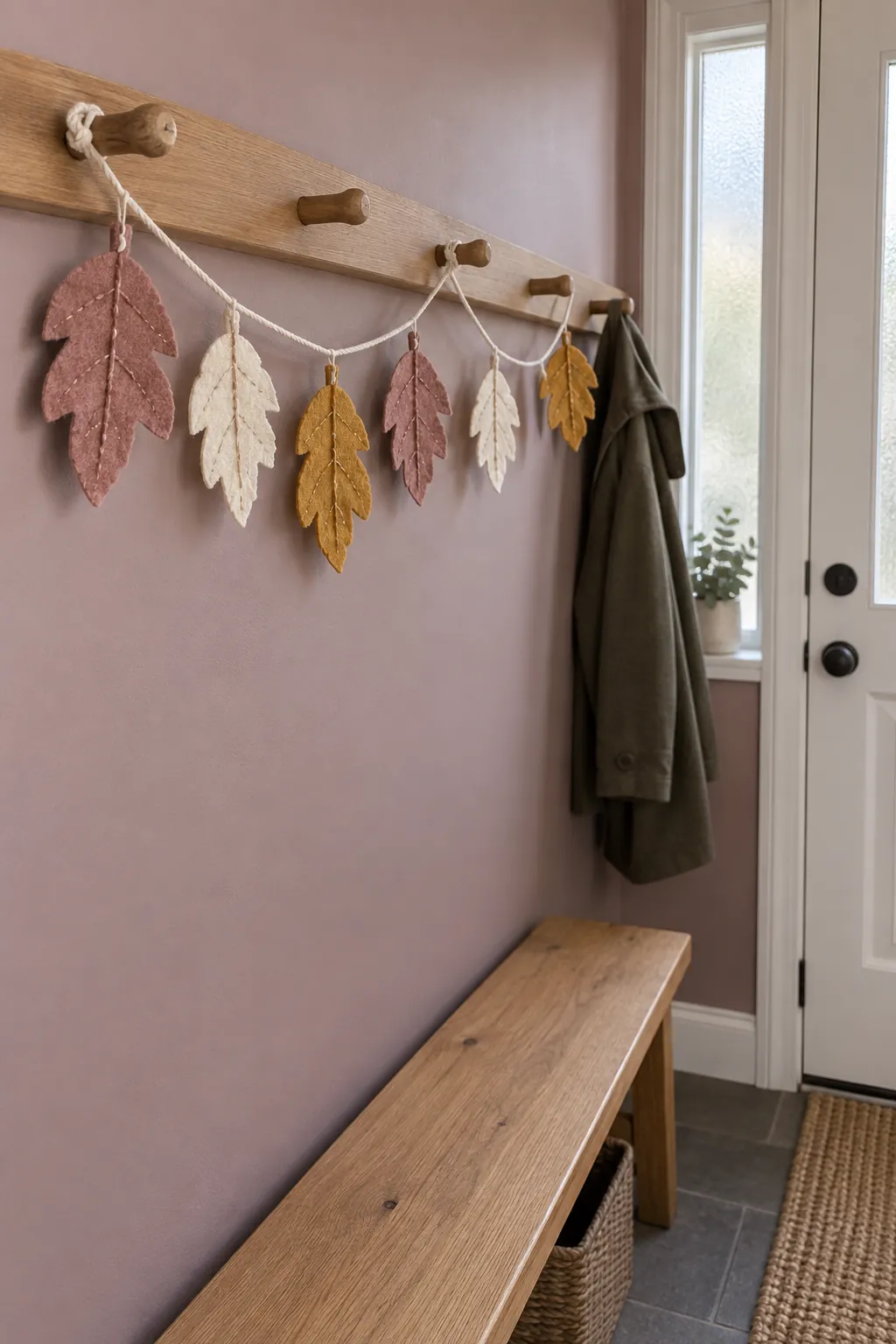 Choose a Felt Leaf Garland for an Interior Door