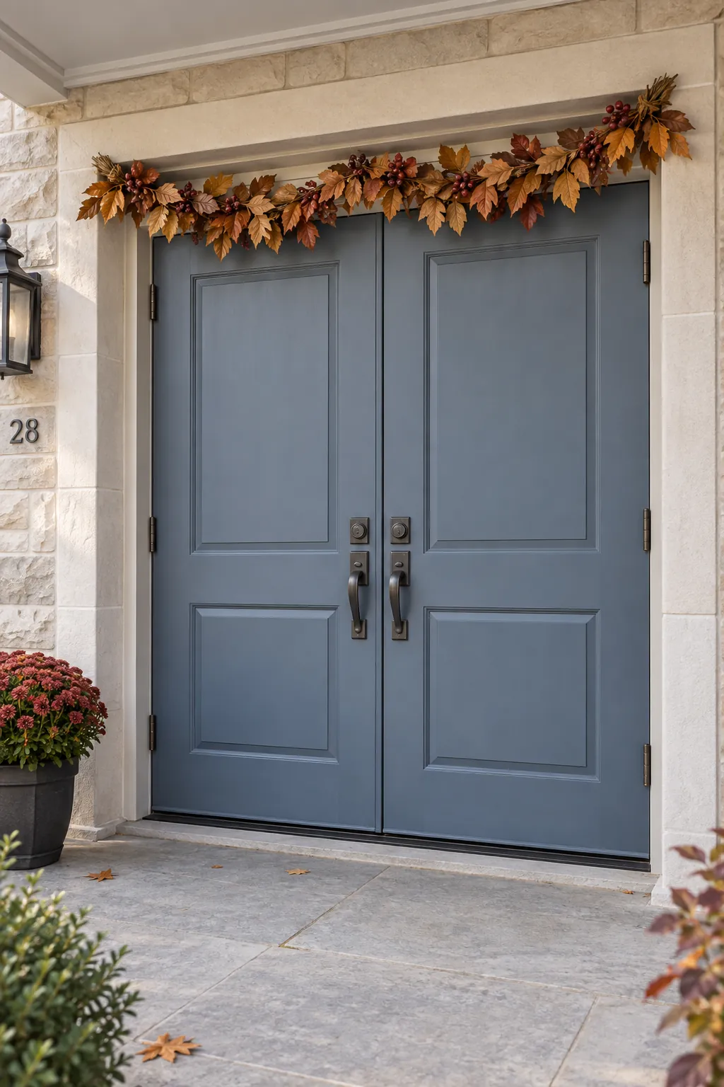Balance Double Doors with One Shared Accent