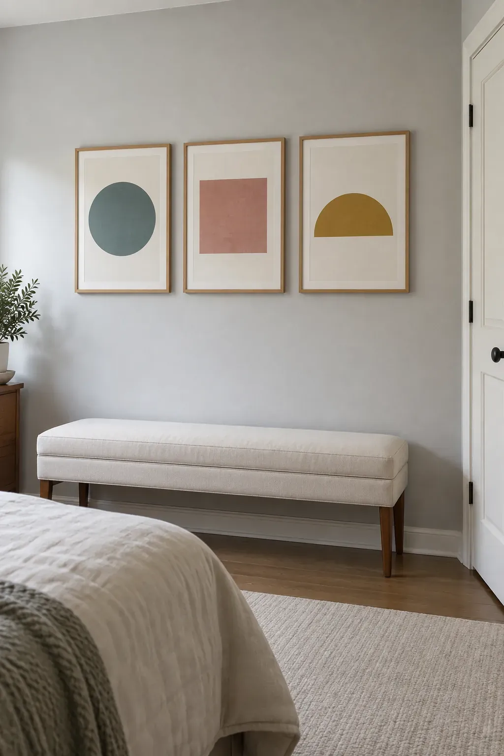 Three color studies with aligned edges as a bedroom poster idea