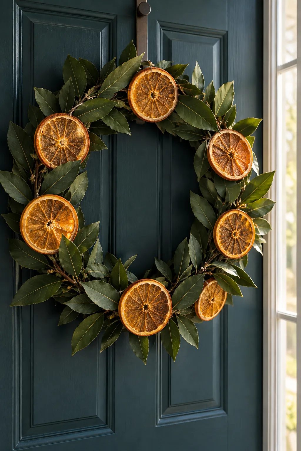 Dried orange slices and bay leaf wreath