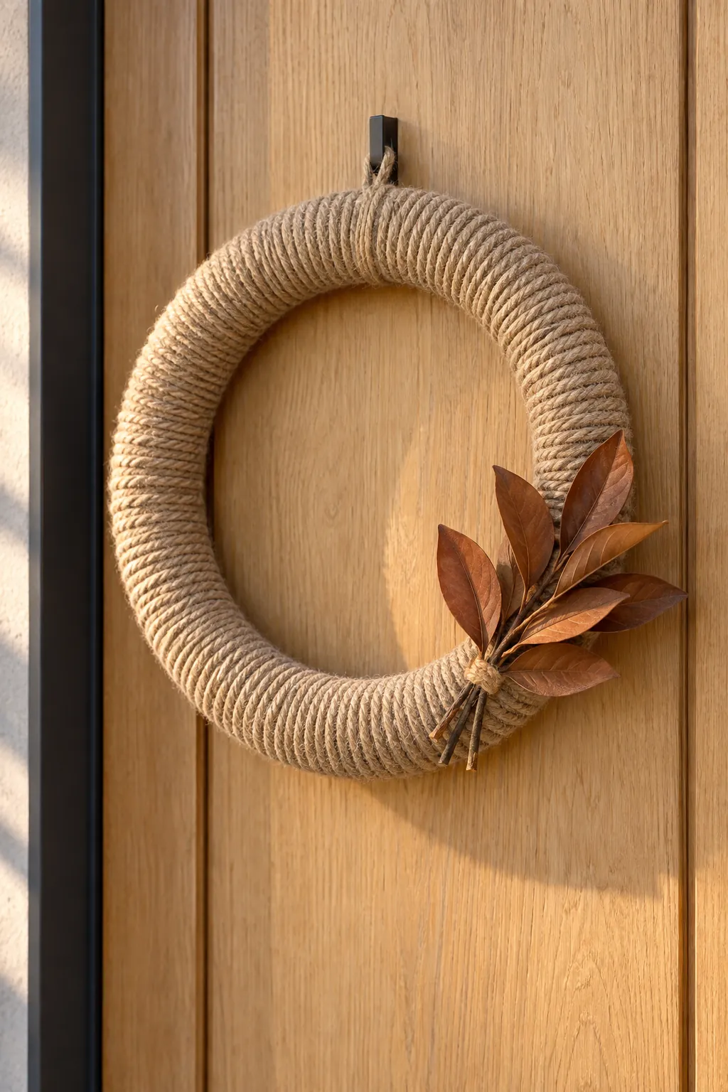 Jute wrapped ring with a cinnamon leaf sprig