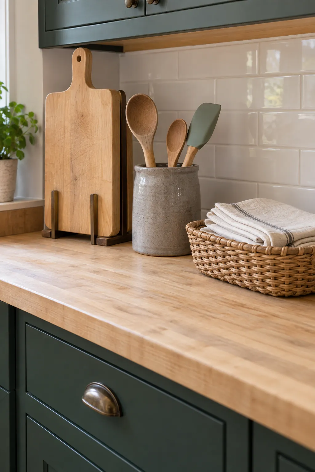 Keep modern farmhouse details useful with simple fall kitchen decor