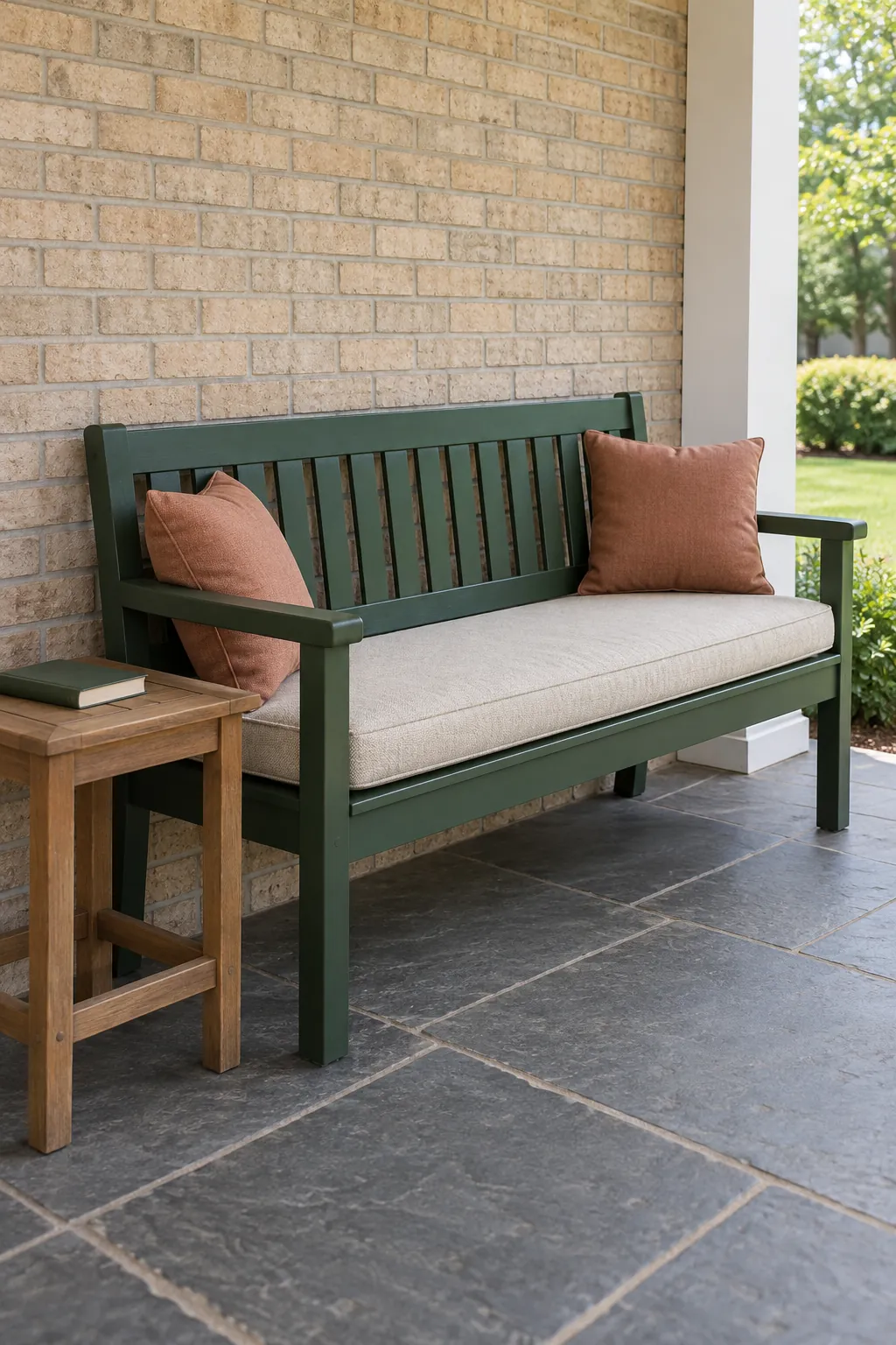 Turn a porch bench into a shared seat on a cozy fall porch