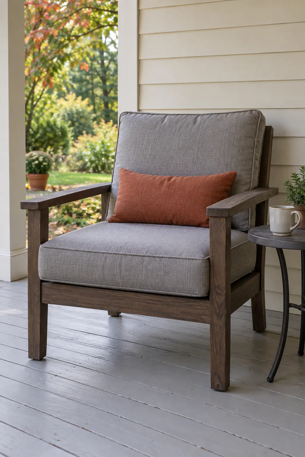 Start with one chair you can actually relax in on a cozy fall porch