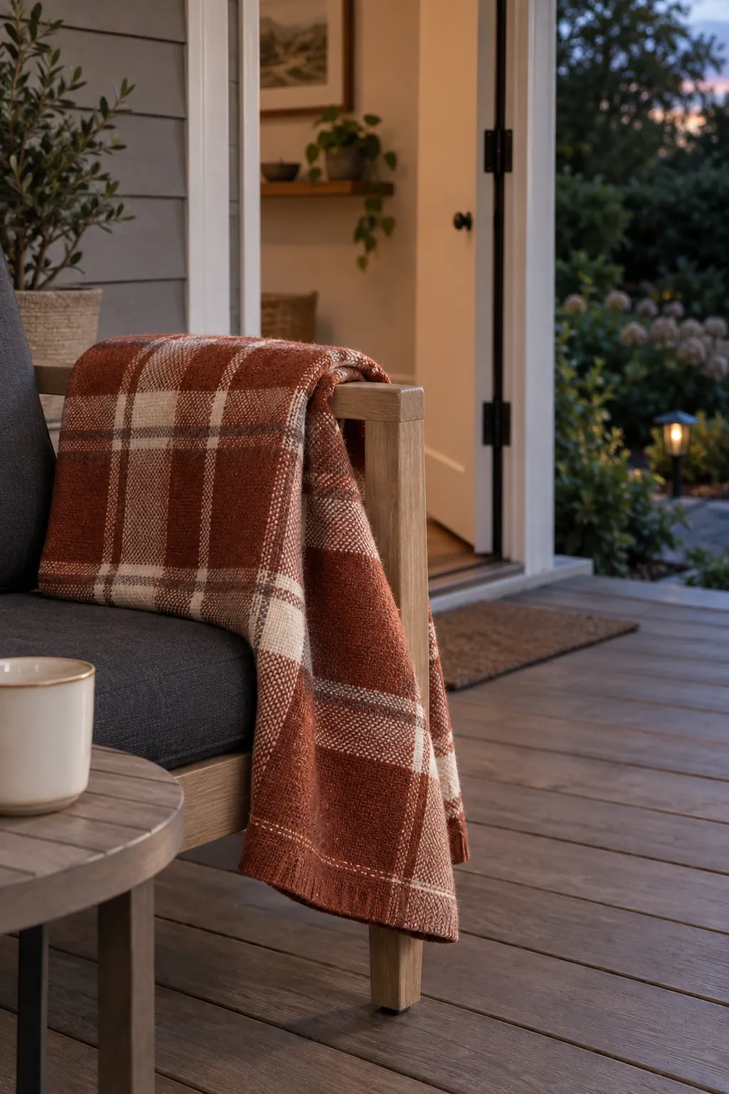 Bring a blanket out for the evening on a cozy fall porch