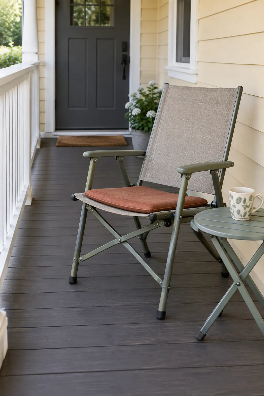 Give a narrow porch a folding option on a cozy fall porch