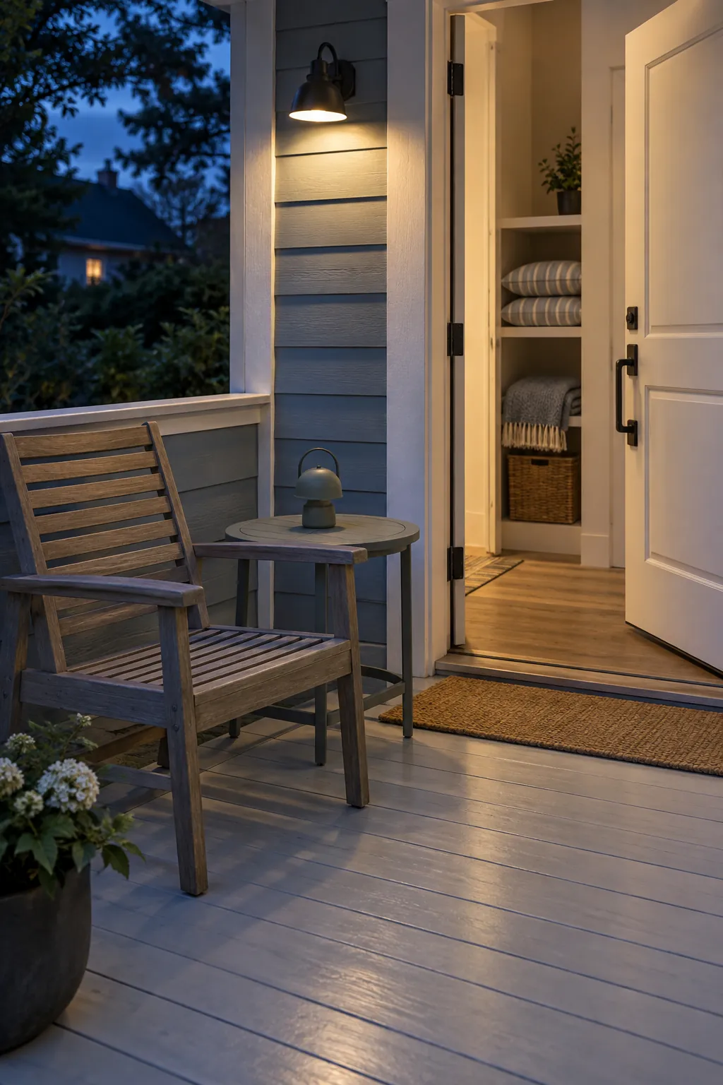 Make the nightly reset part of the design on a cozy fall porch