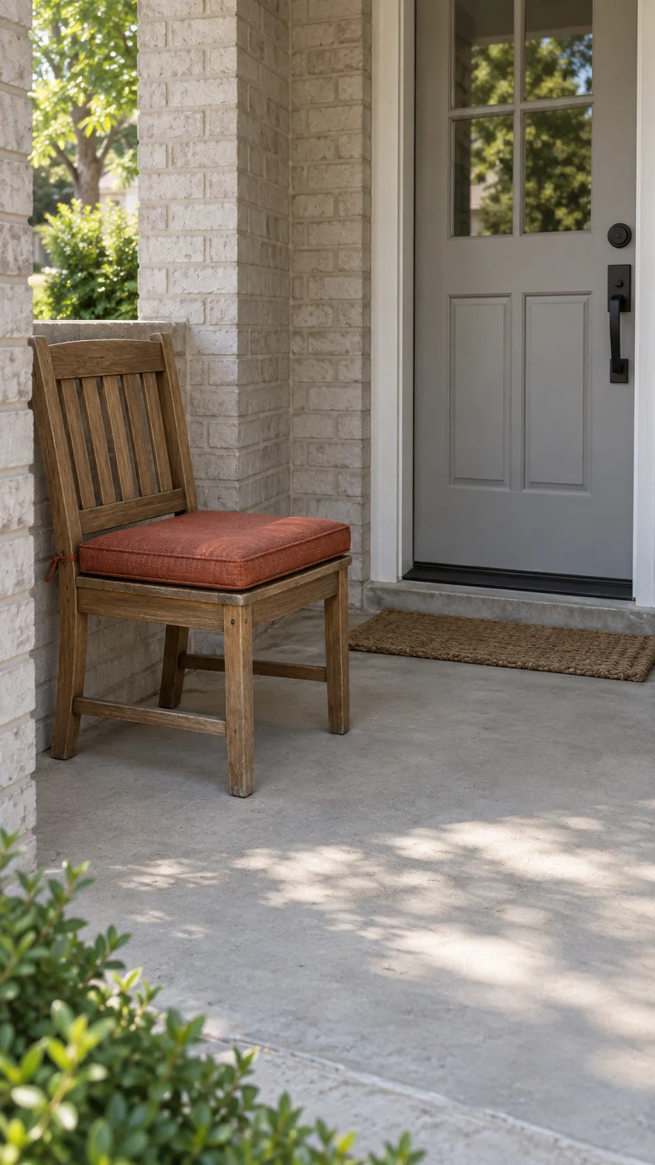 A Seasonal Cushion on a Chair You Already Use for small front porch fall decor