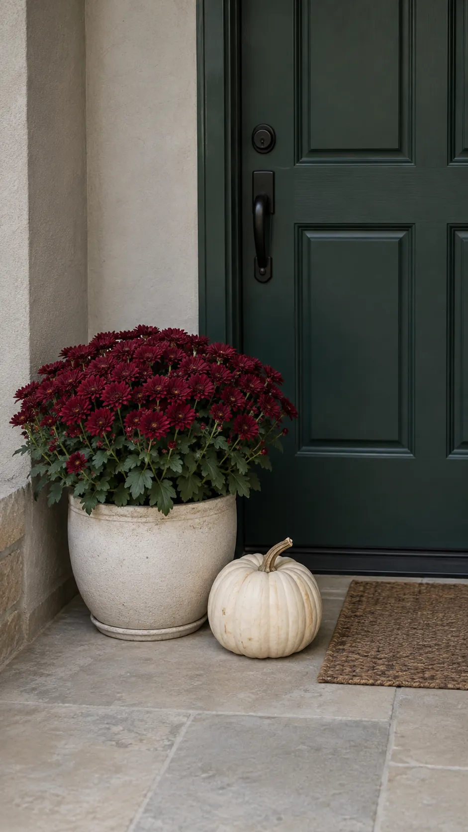 Choose Contrast for the Door You Have for a coordinated fall porch