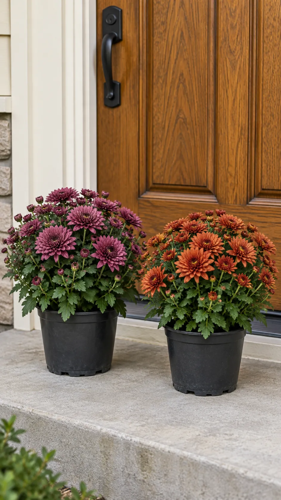 Test Mum Colors Beside the Actual Surface for a coordinated fall porch