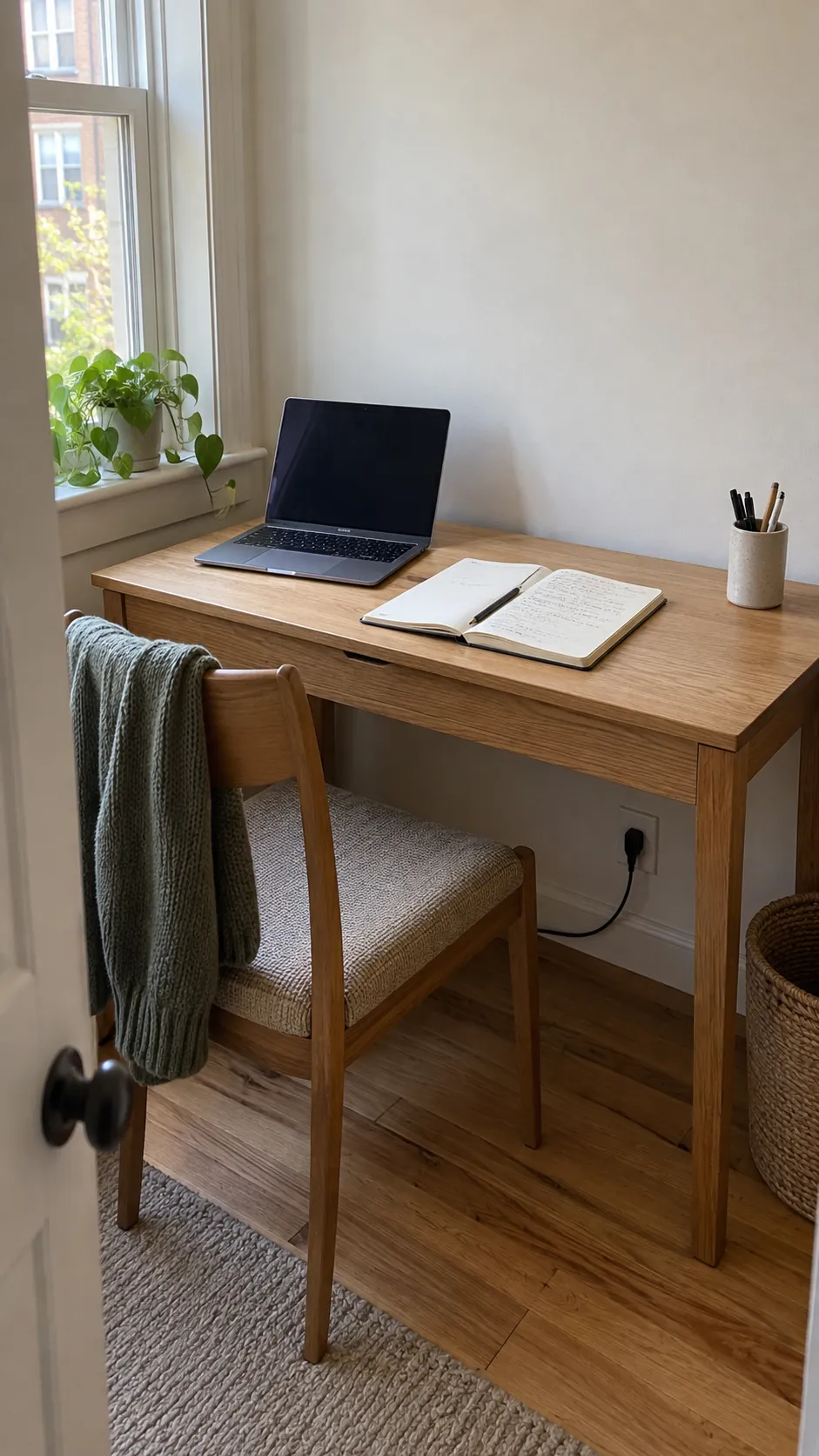 Clean desk aesthetic with work zone