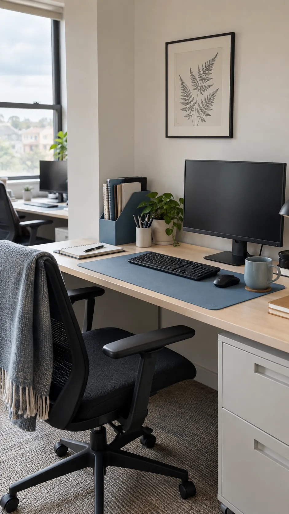 Aesthetic work desk showing color details