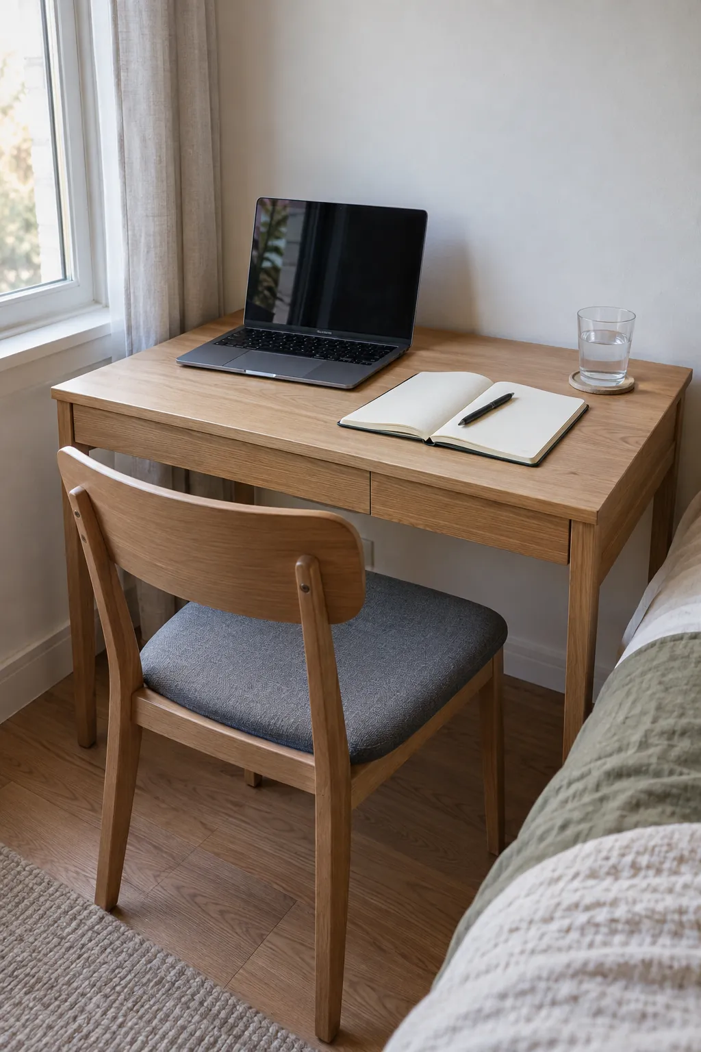 Minimalist desk aesthetic with a useful clear work area