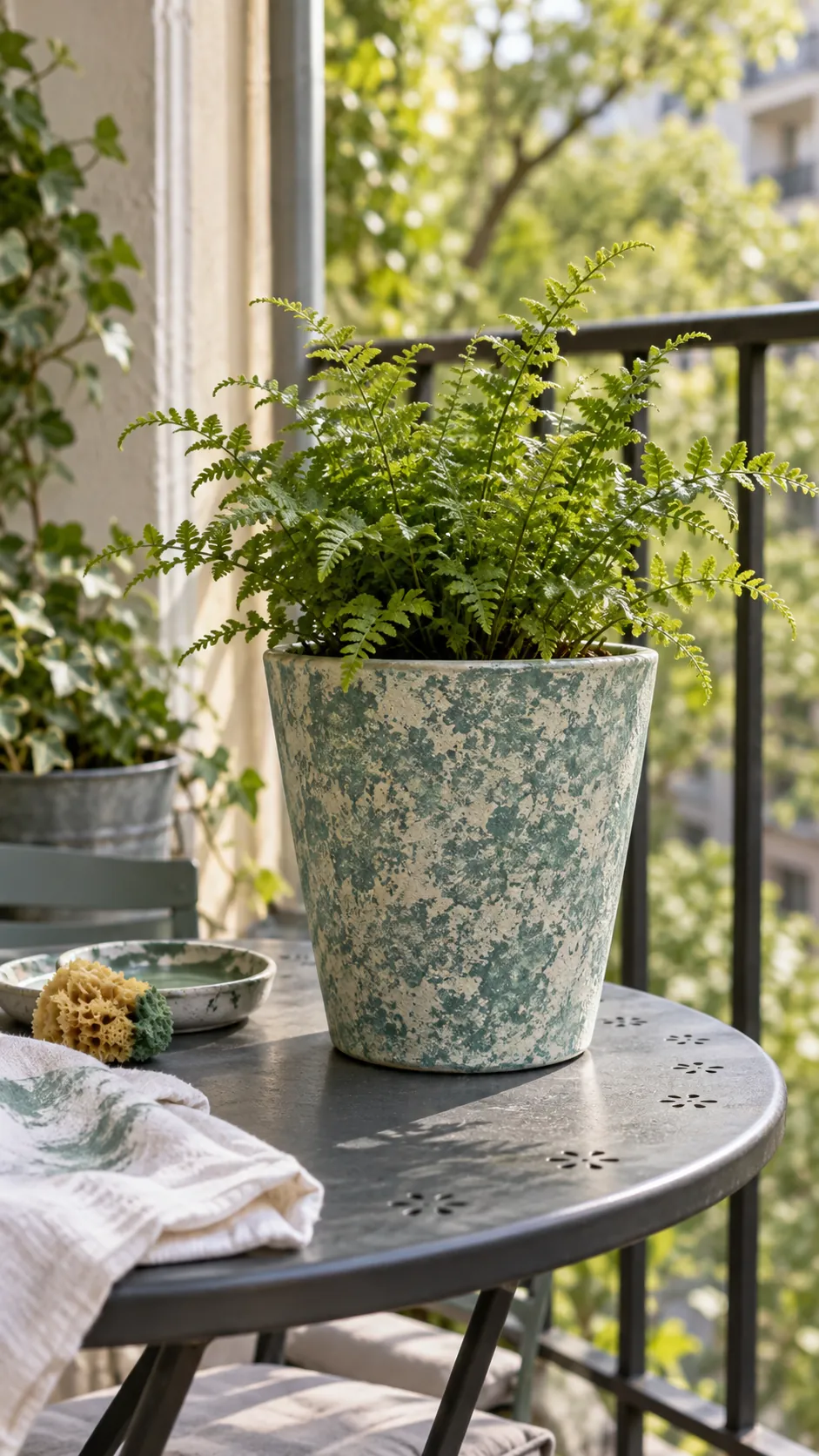 Sponge Stippled Surfaces on a real plant pot in a home setting
