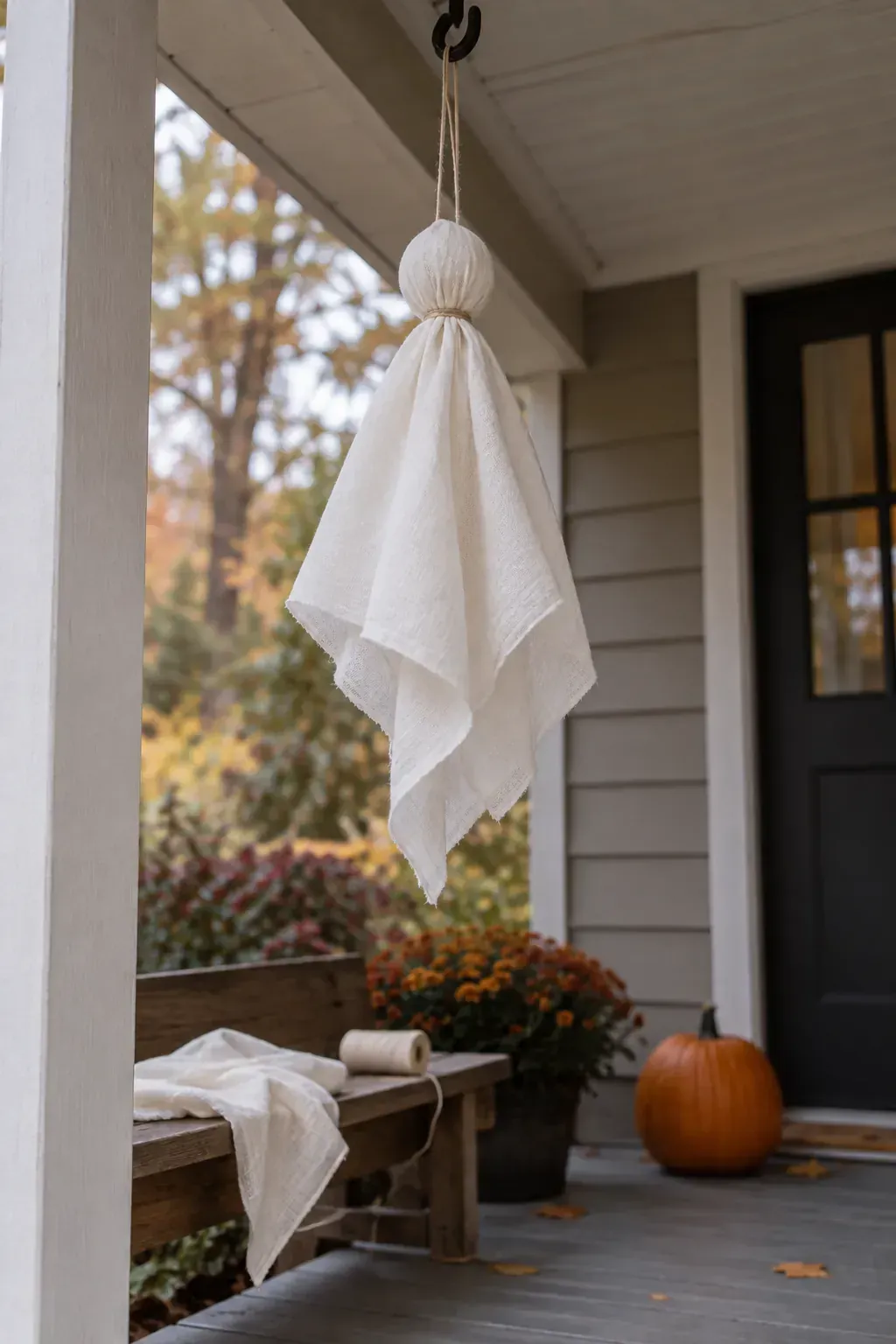 Floating Fabric Ghosts made as practical handmade fall decor