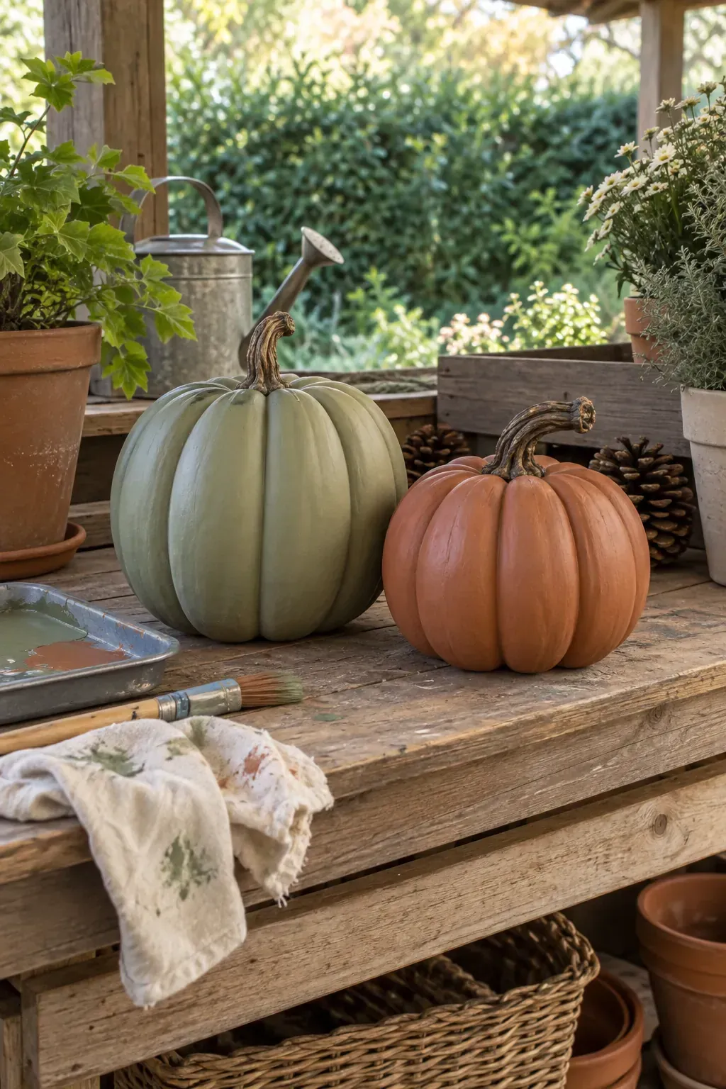 Painted Thrift Store Pumpkins made as practical handmade fall decor