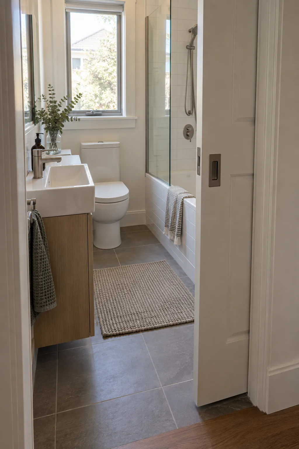Pocket Door for a Clear Floor in a tiny full bathroom