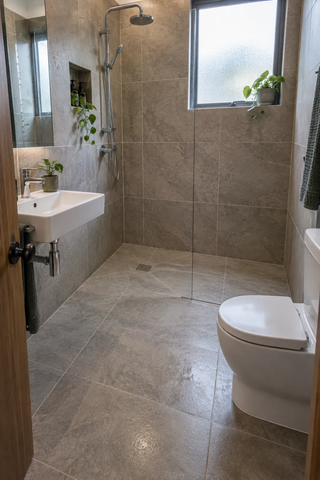 Fully Waterproofed Wet Room in a tiny full bathroom