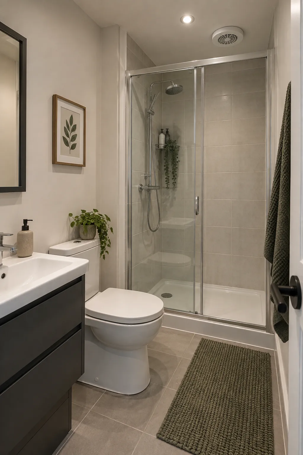 Quiet Extractor Near the Wet Zone in a tiny full bathroom