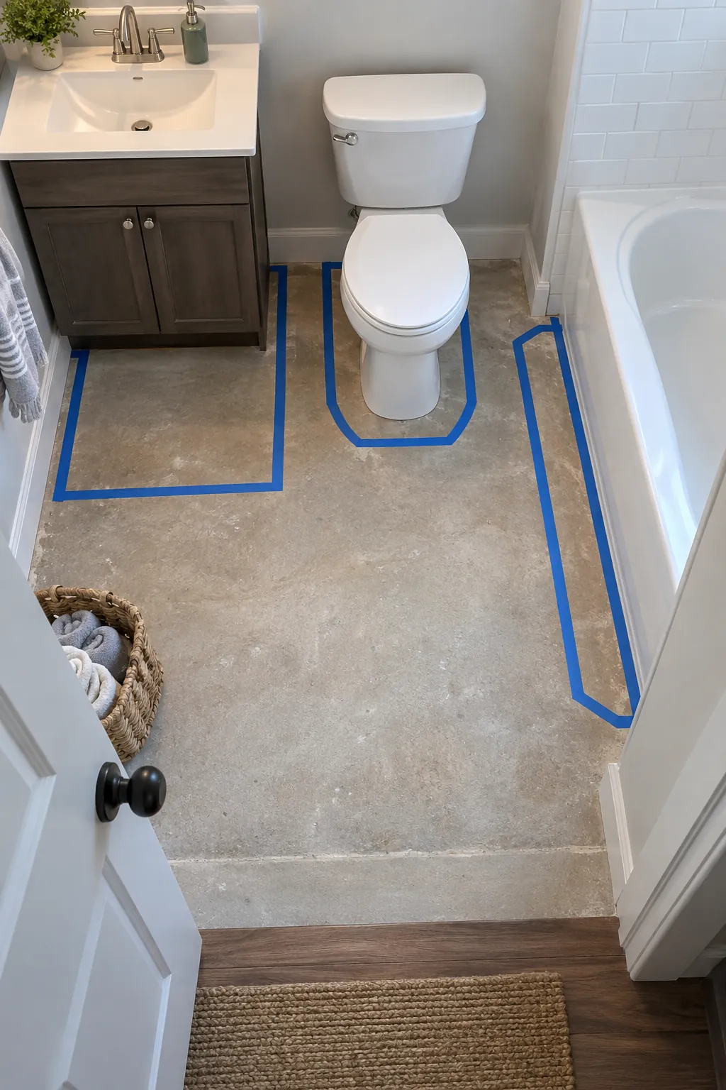 Full Size Floor Template Before Ordering in a tiny full bathroom