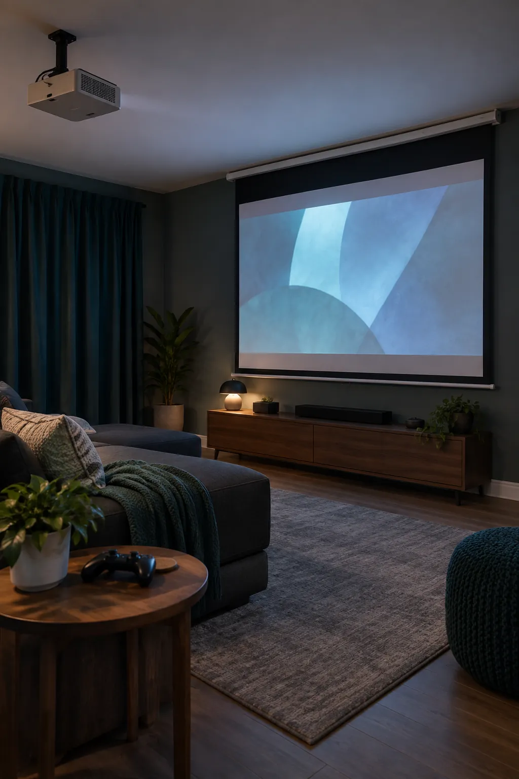 Give a projector a truly blank surface in a practical gaming room setup