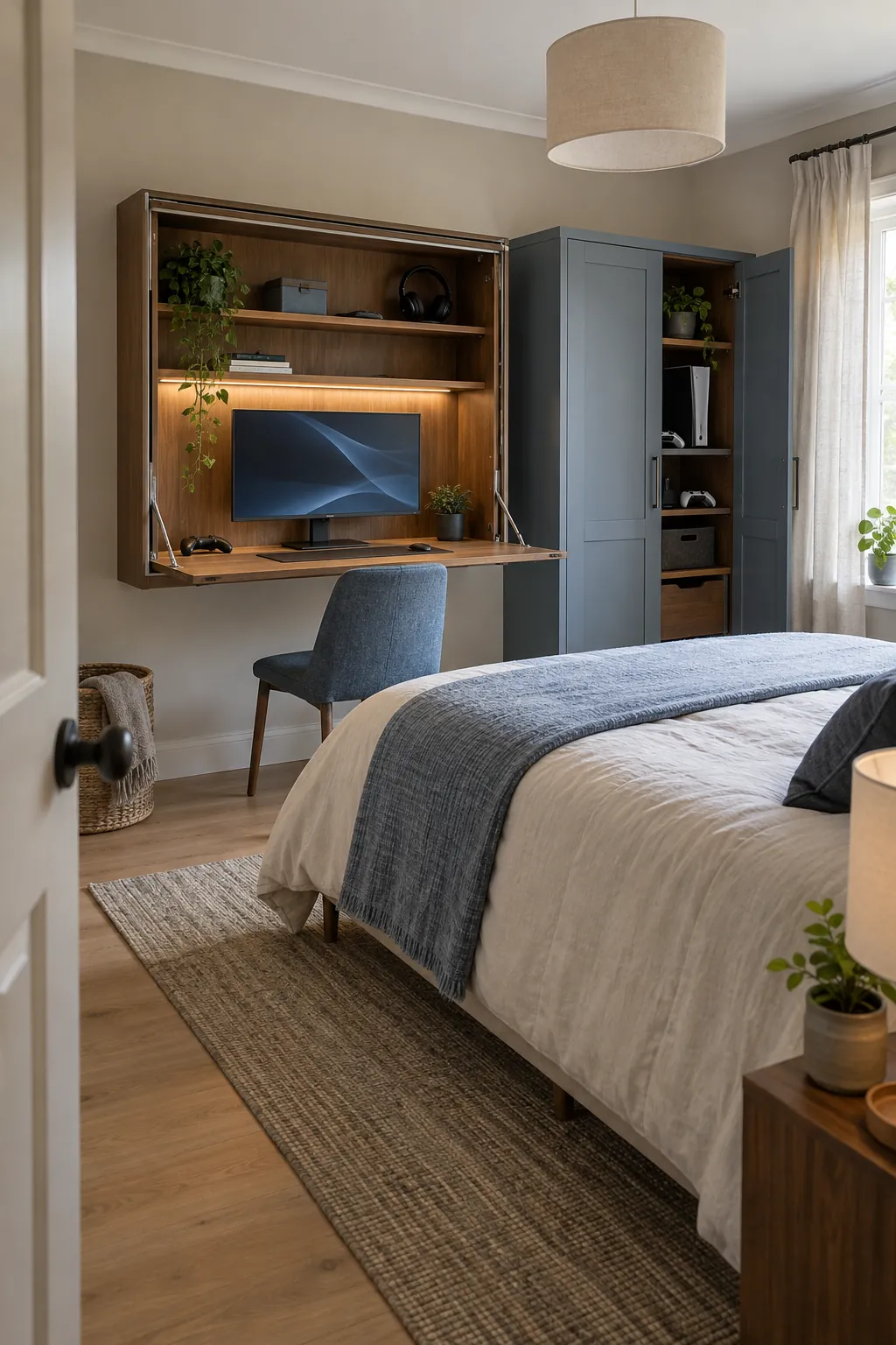 Choose a foldaway guest room layout in a practical gaming room setup
