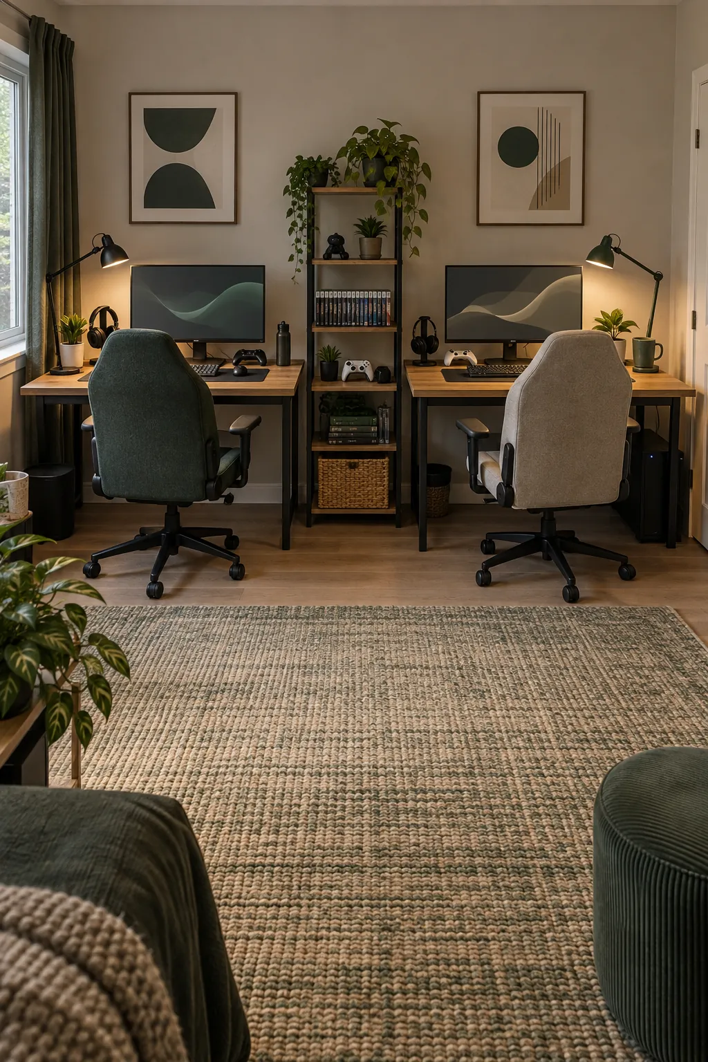 Plan a fair shared setup for two in a practical gaming room setup