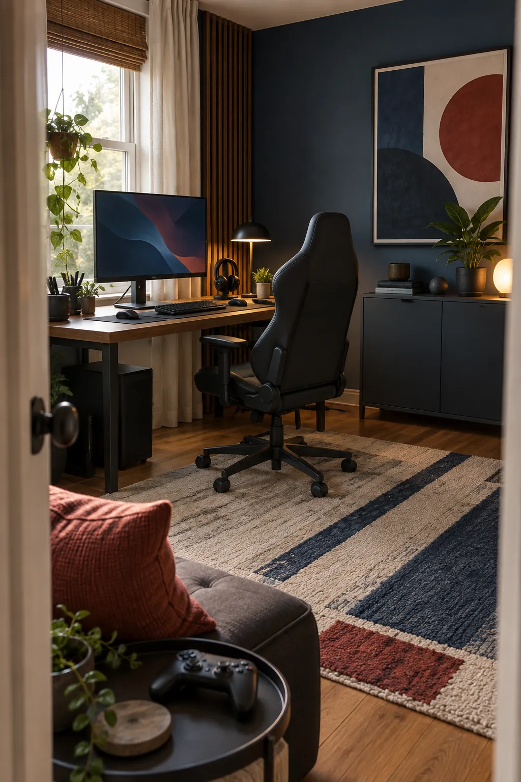 Finish with a personal color story in a practical gaming room setup