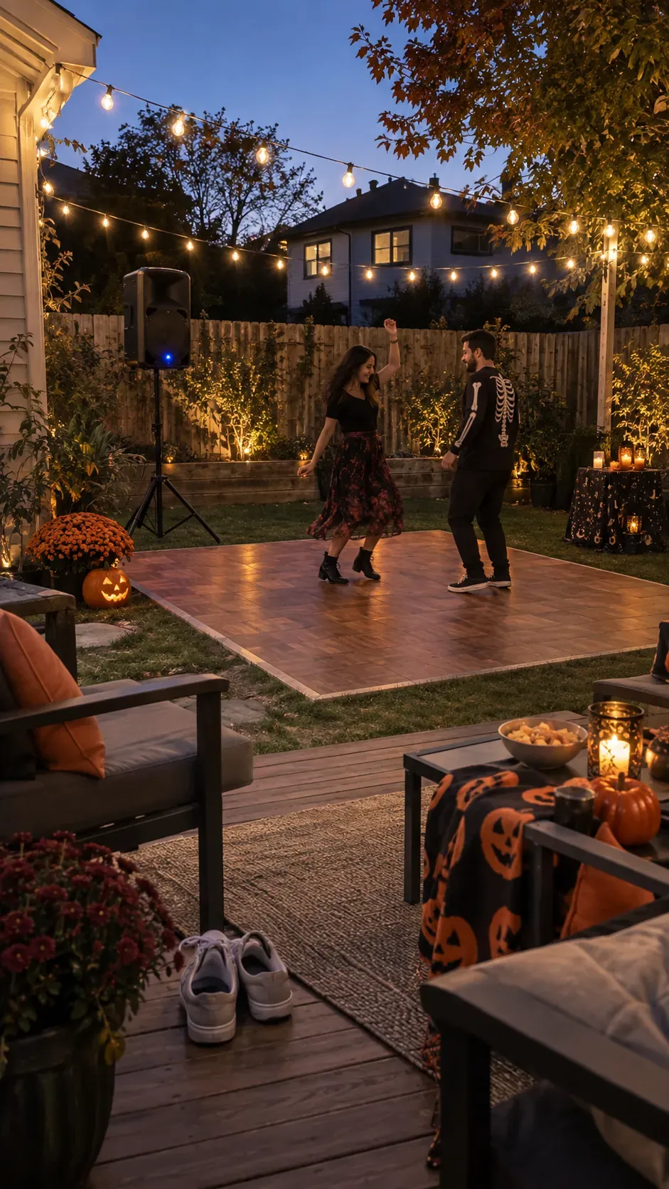 Backyard Halloween party dance patch setup