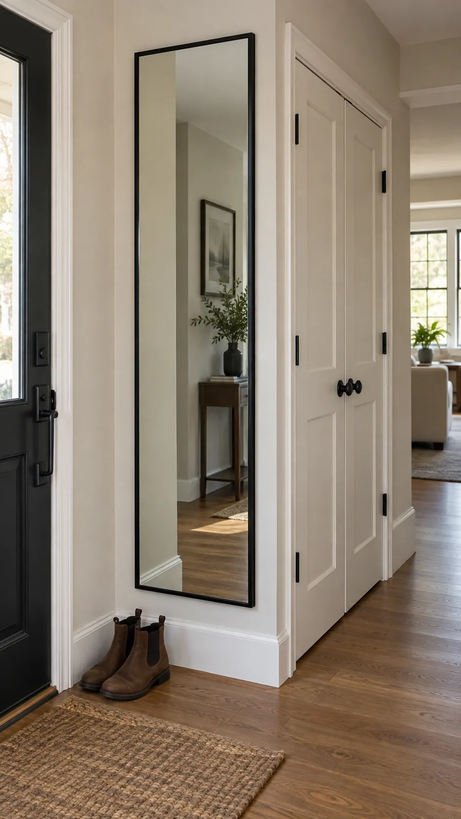 Full Length Mirror for the Final Outfit Check in a practical home entryway