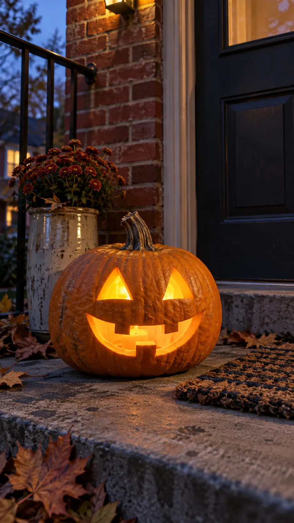 Classic Triangle Grin jack o lantern idea on a Halloween pumpkin