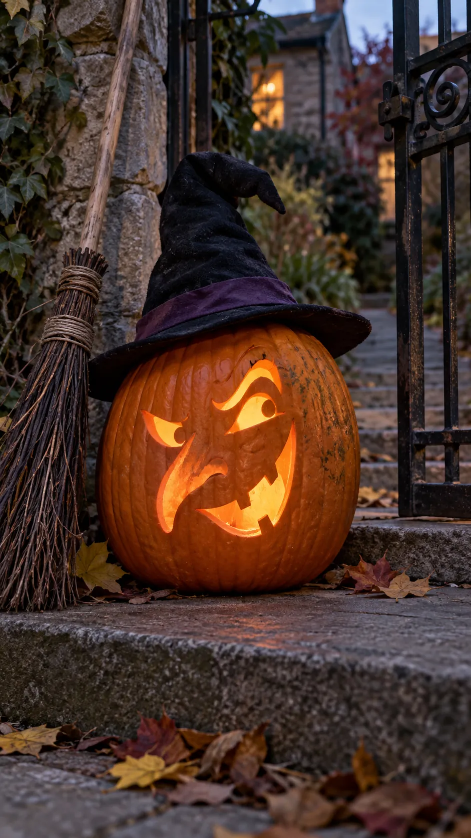 Crooked Witch Smile jack o lantern idea on a Halloween pumpkin