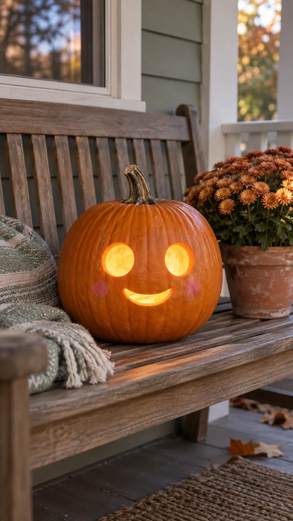 Friendly Round Eyes jack o lantern idea on a Halloween pumpkin