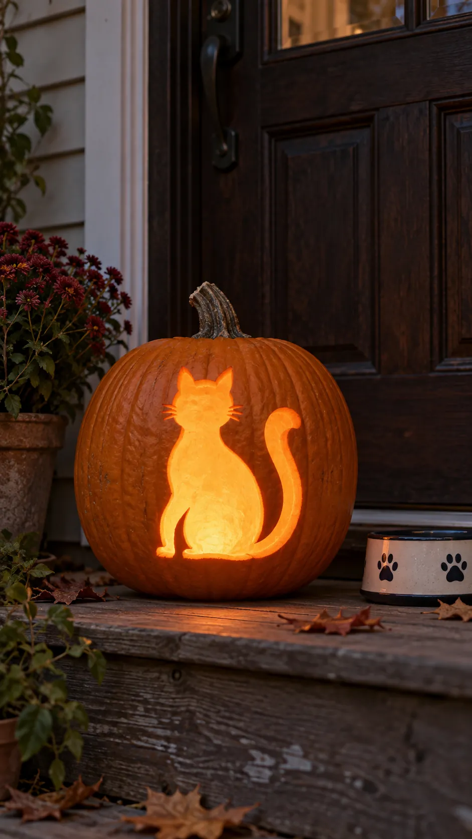 Cat Silhouette Window jack o lantern idea on a Halloween pumpkin