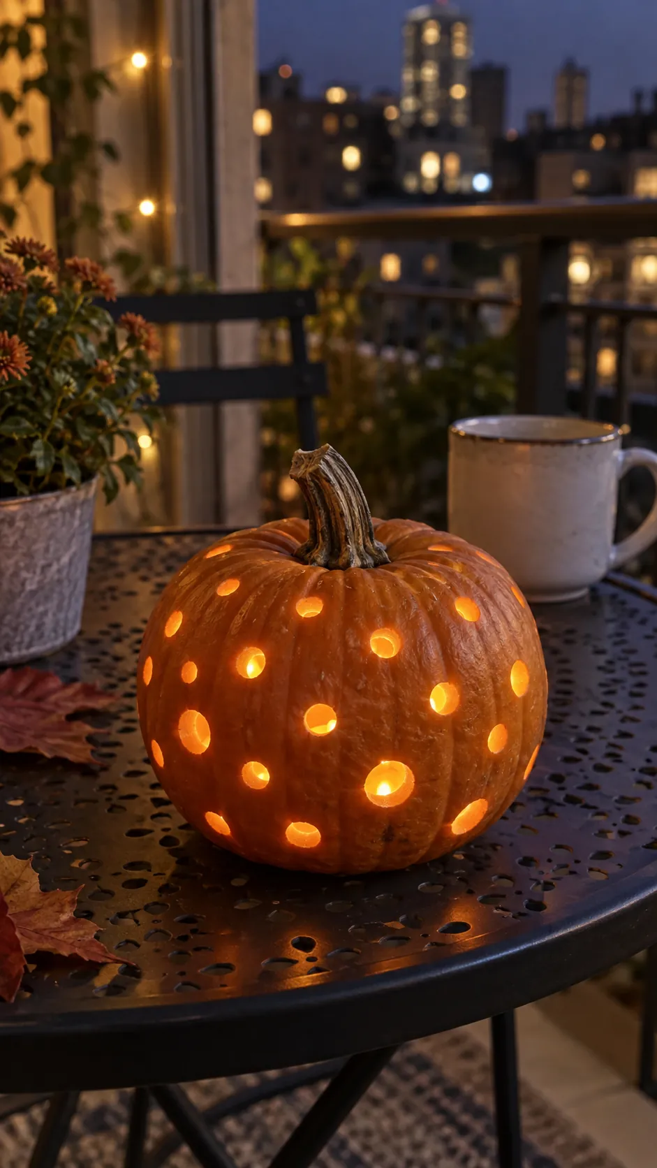 Mini Polka Dot Lantern jack o lantern idea on a Halloween pumpkin