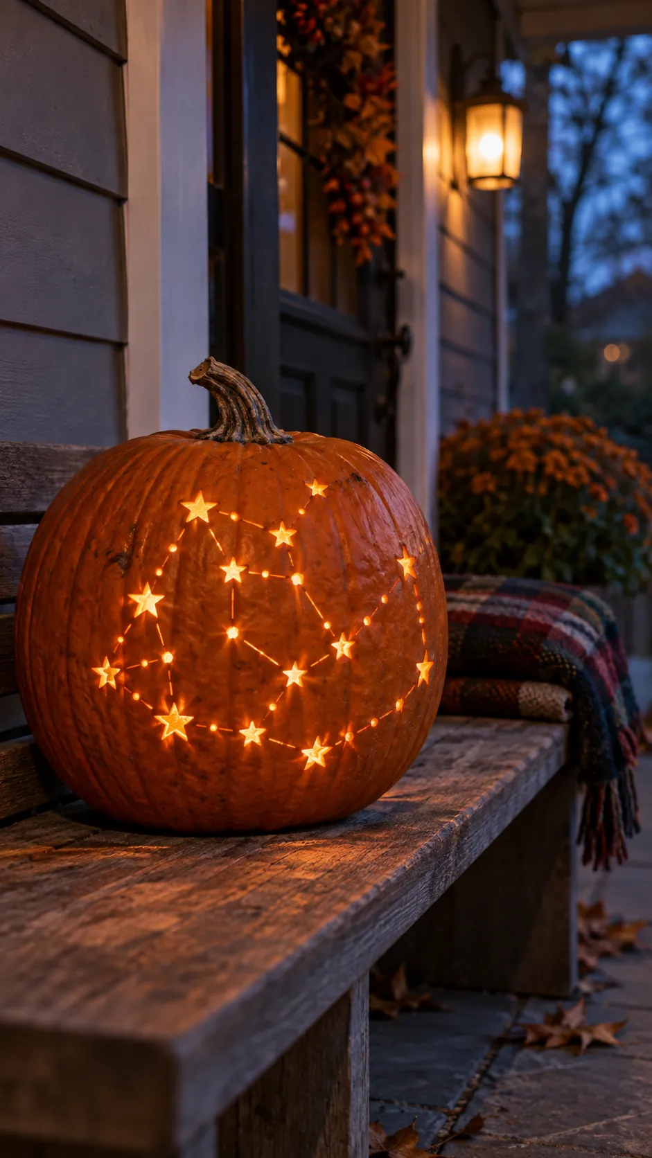 Starry Constellation jack o lantern idea on a Halloween pumpkin