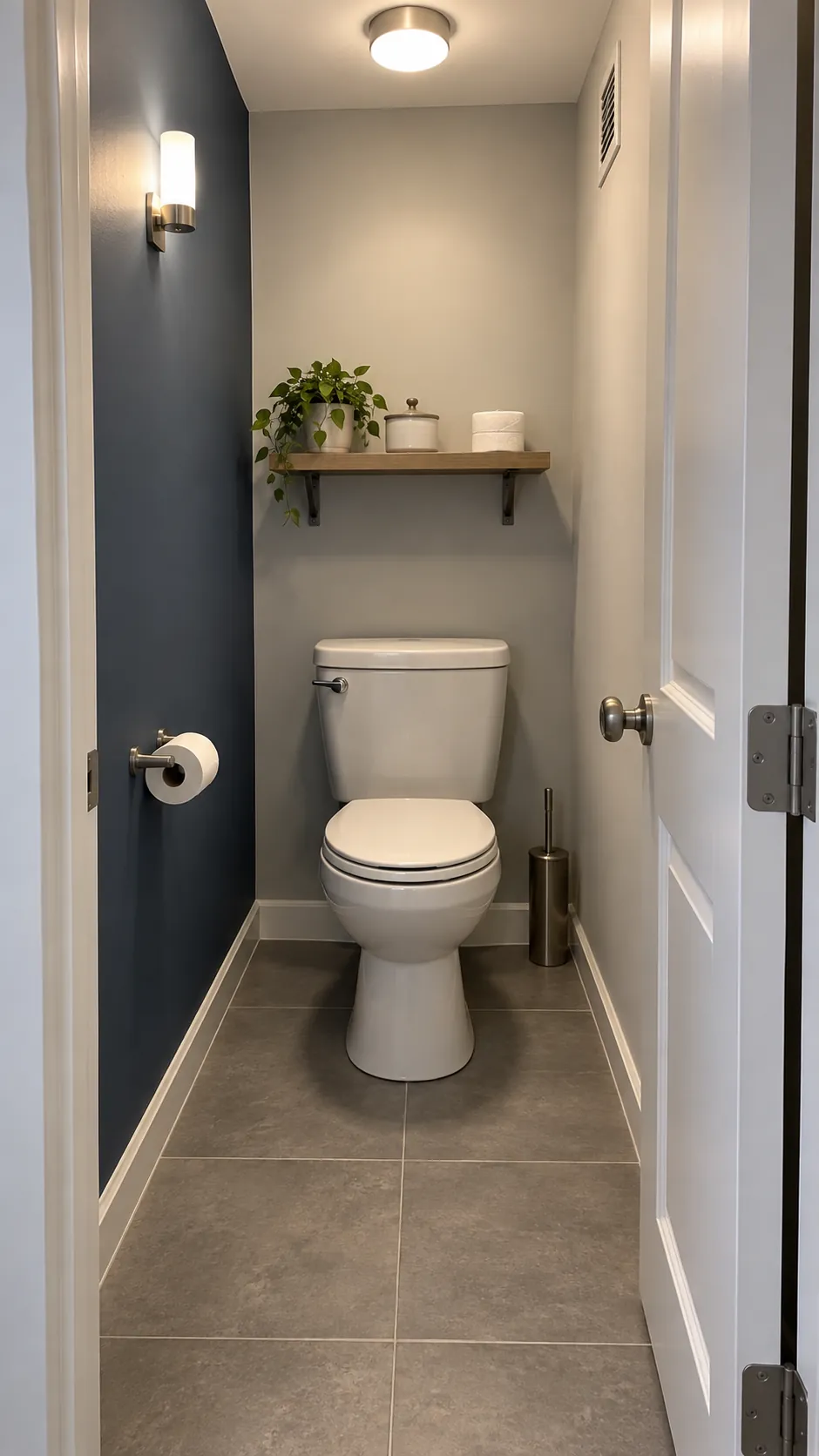 Well styled narrow toilet closet with practical clearances