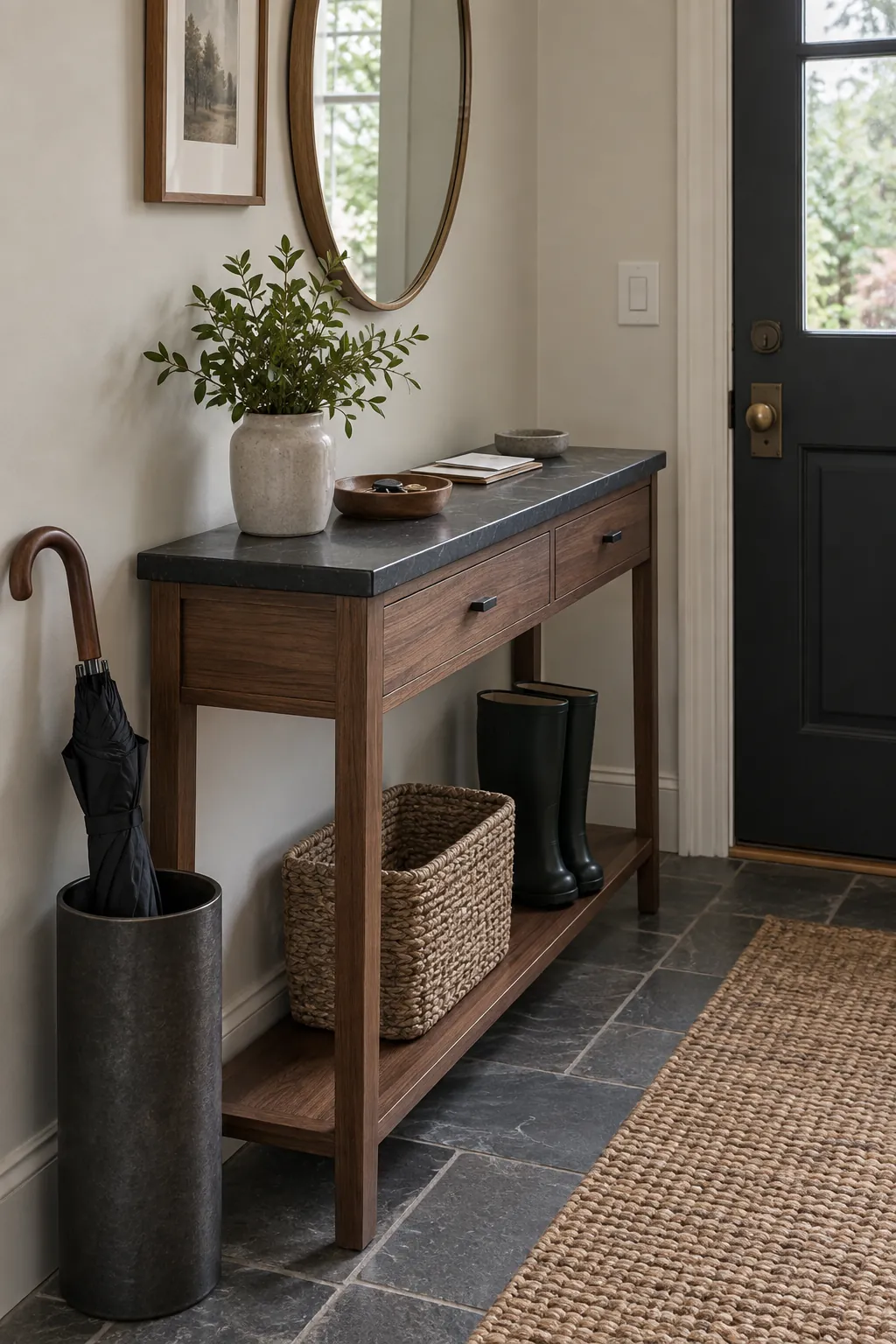 Stone Top for a Hardworking Entrance in a real home entrance